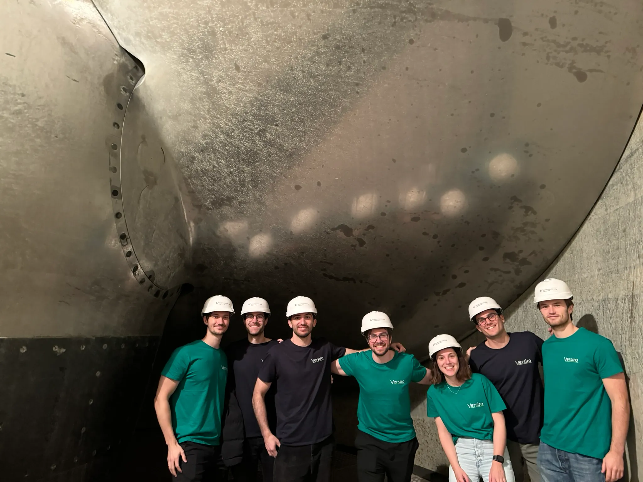 The Versiro team inside a turbine